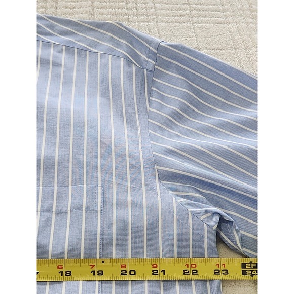 Johnston & Murphy Blue White Stripe Print Dress Shirt Men's Sz M NWOT - Picture 5 of 7